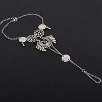 Layered boho anklet silver chain