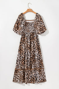 Leopard V-Neck Flowing Dress