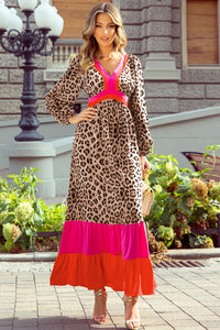 Leopard V Neck Maxi Dress