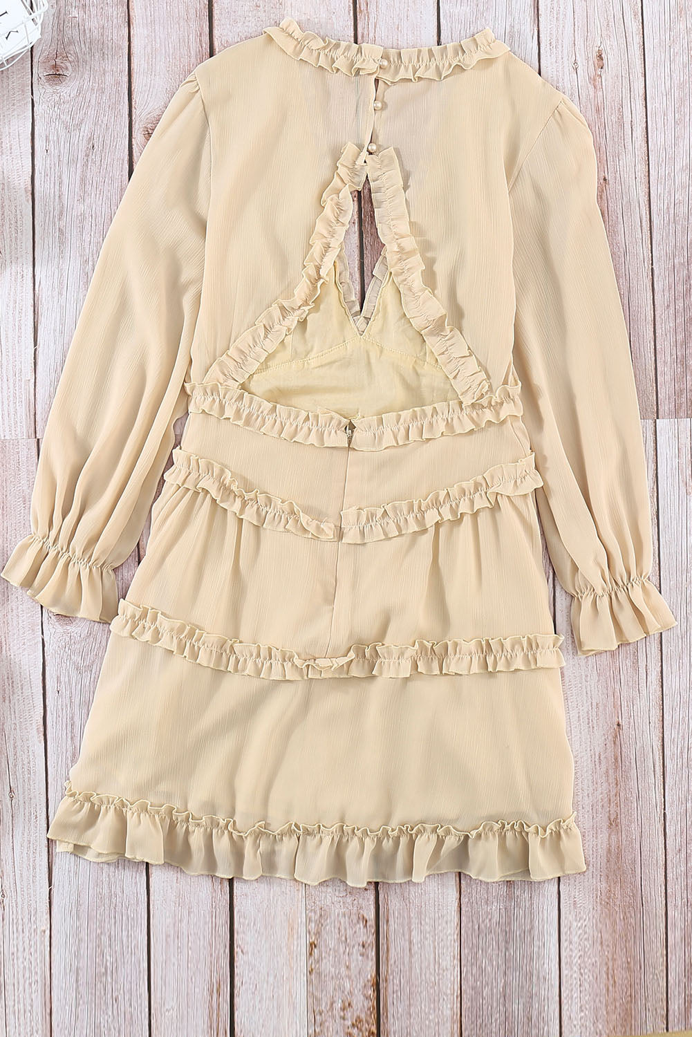 Lightweight Bohemian Beige Mini Dress