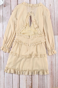 Lightweight Bohemian Beige Mini Dress