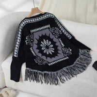 Lightweight boho fringe sweater cape