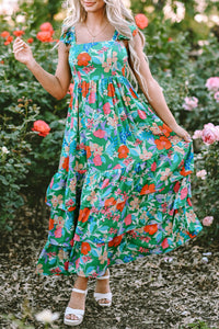 Lightweight Floral V-Neck Maxi
