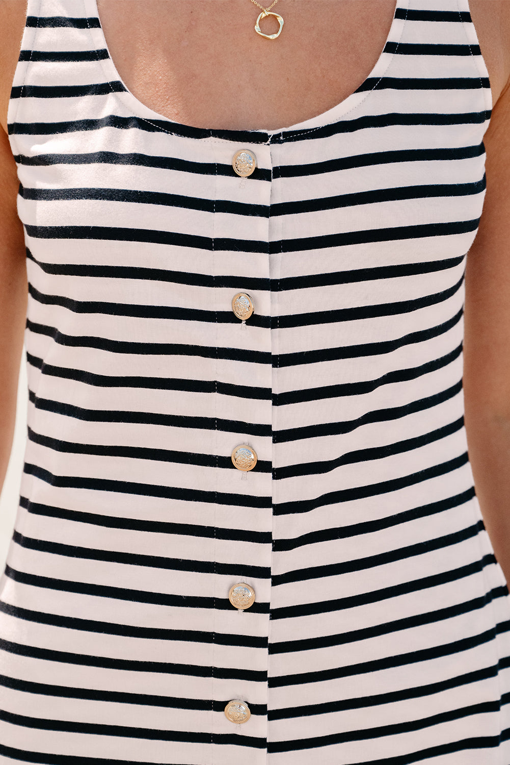 Lightweight striped beach dress look