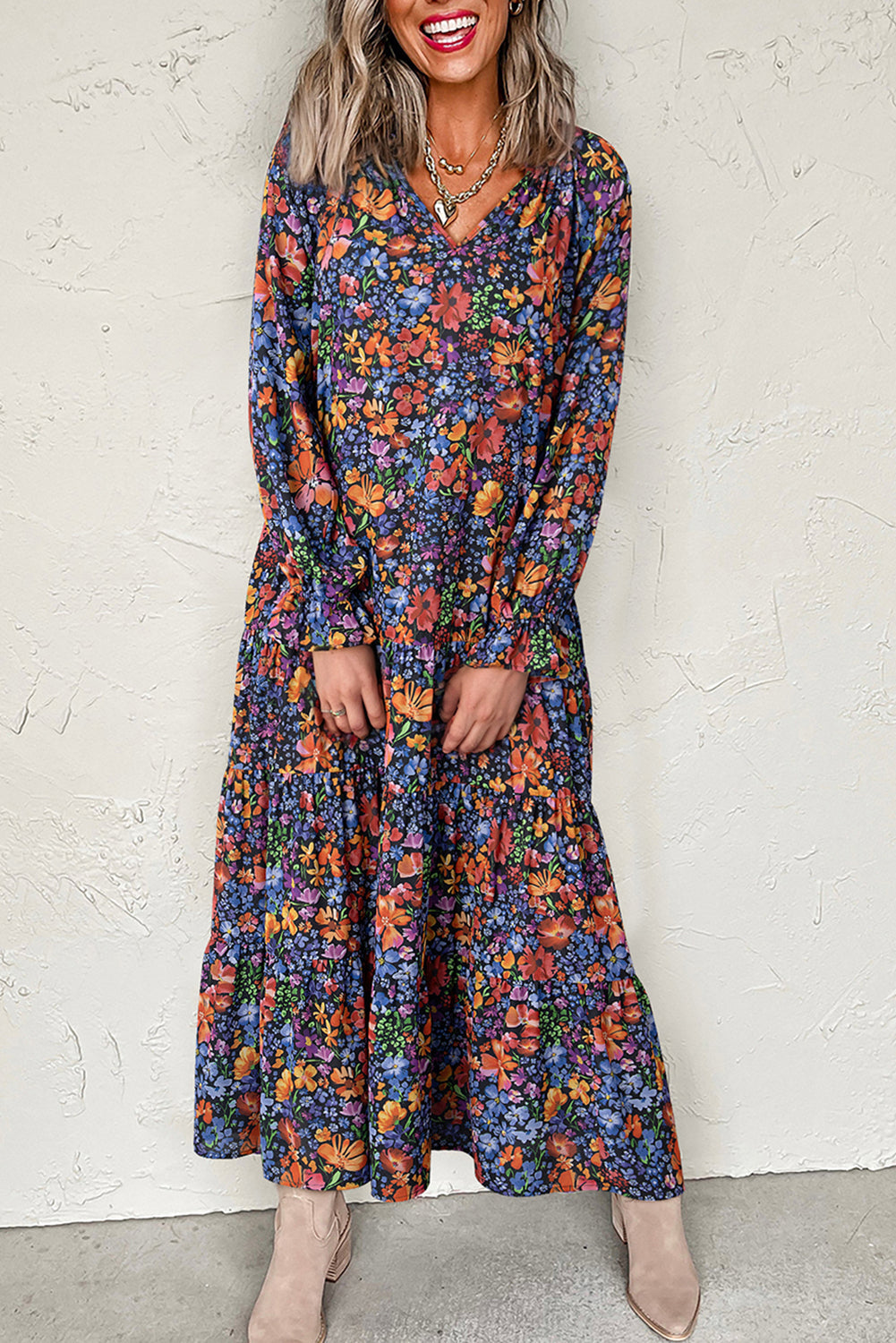 Long bohemian summer dress colorful