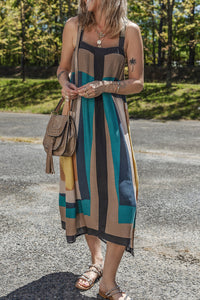 Long boho dress earthy tones