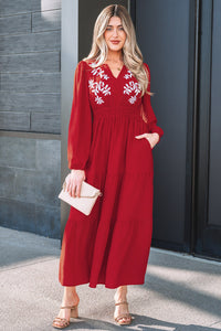 Long Embroidered Maxi Dress
