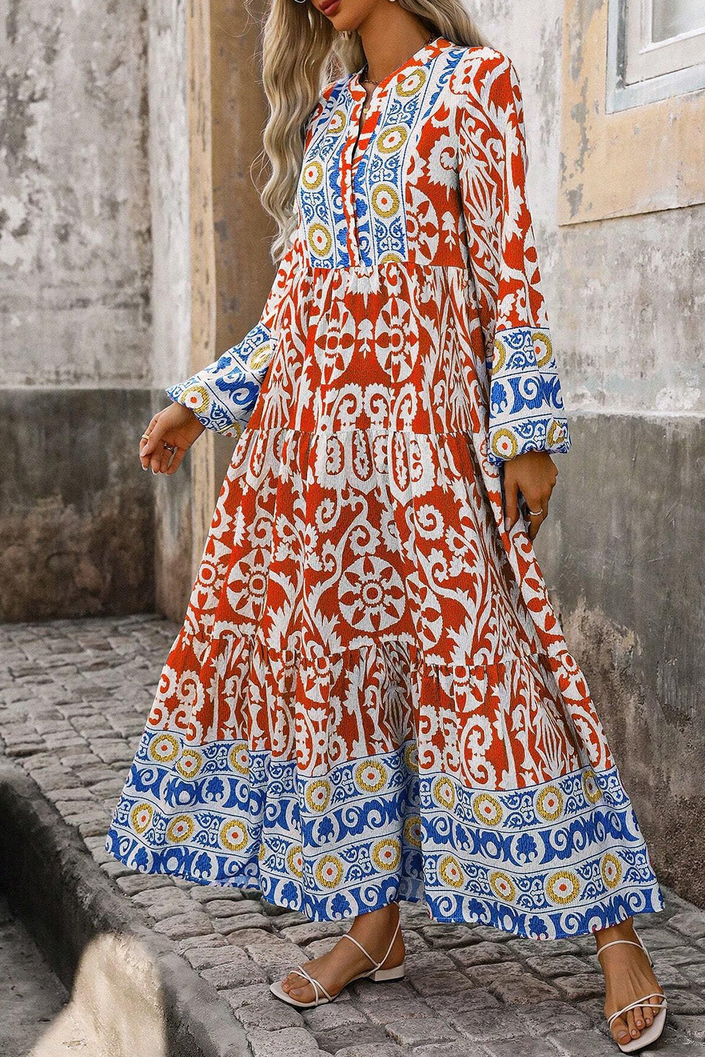 Long sleeve boho dress styling