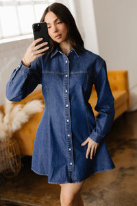 Long Sleeve Denim Mini Dress