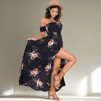 long boho summer dress black