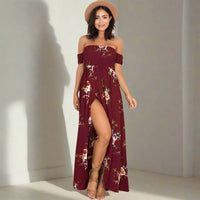 long boho summer dress red