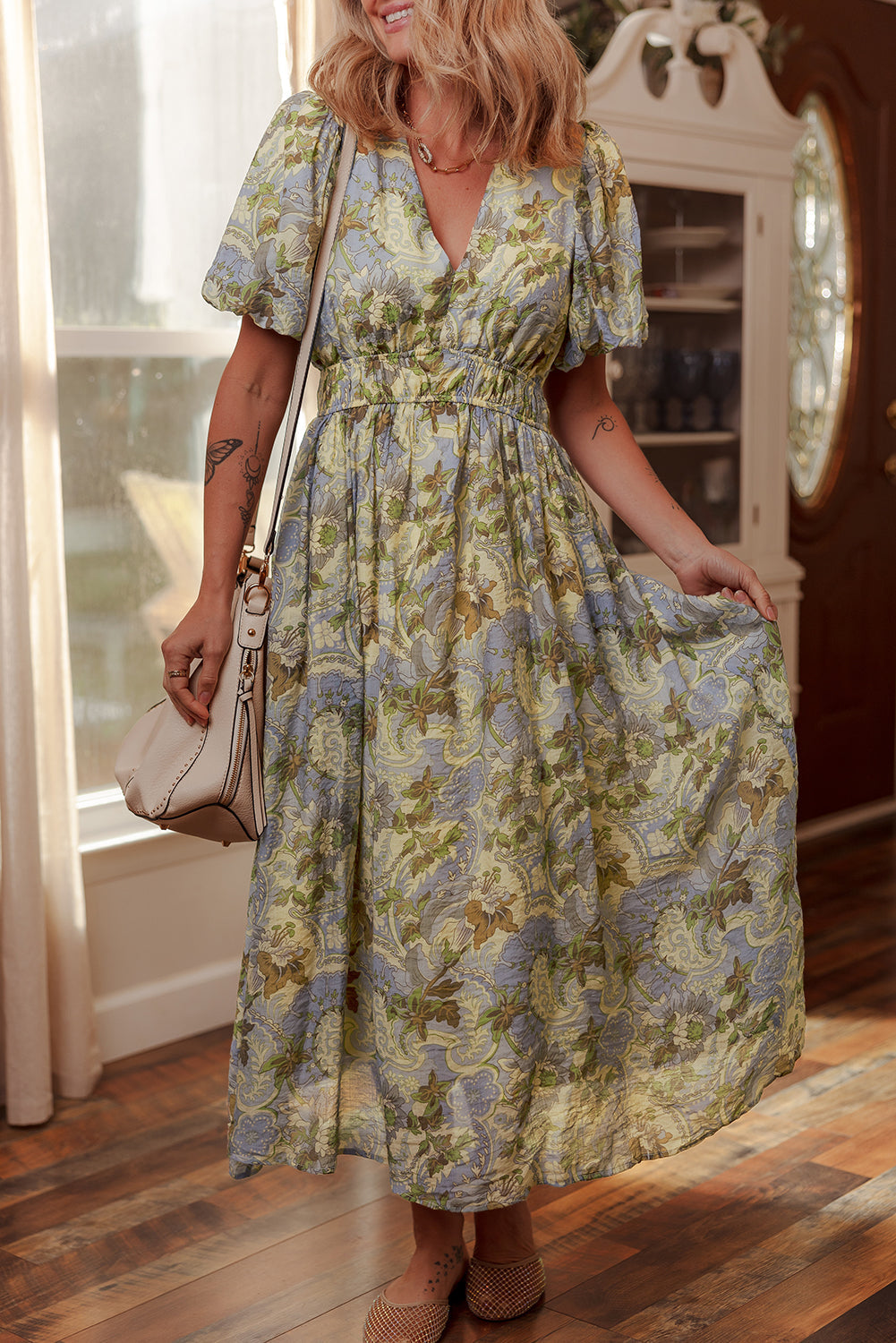 Midi Puff Sleeve Dress