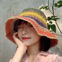 Natural beige bohemian sun hat