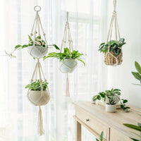 Natural cotton hanging planter decor