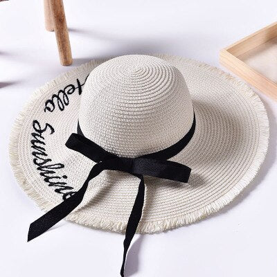 Natural straw bohemian beach hat