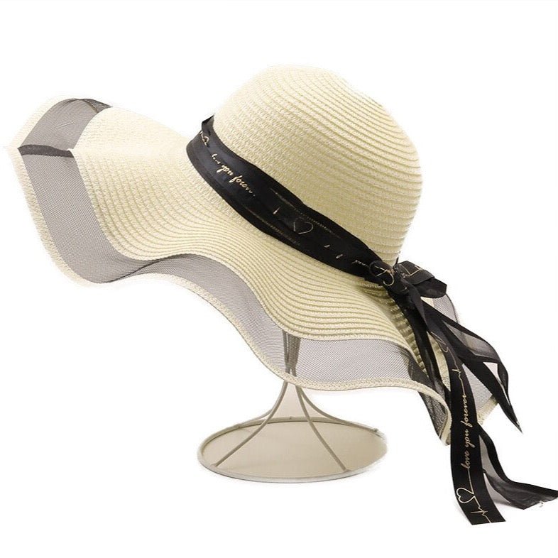 Natural straw bohemian beach hat