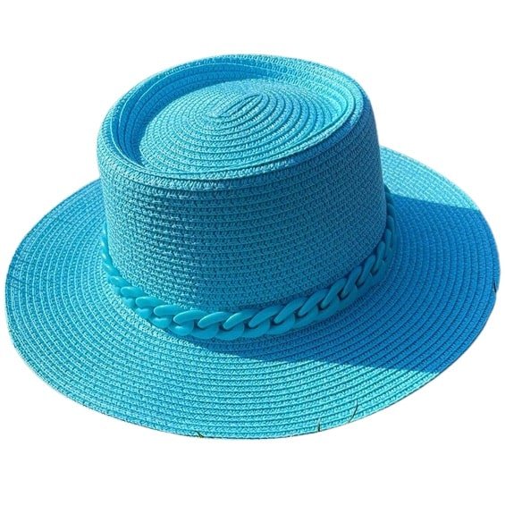 Natural straw bohemian flat brim