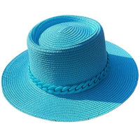 Natural straw bohemian flat brim
