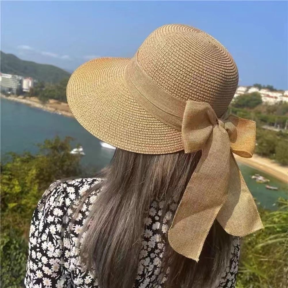 Natural straw bohemian summer hat