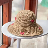 Natural straw boho summer hat