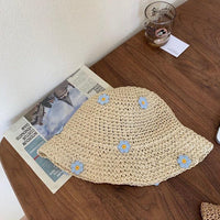 Natural Straw Bucket Beach Hat