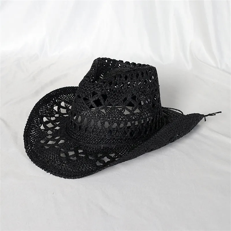 Natural straw cowgirl boho hat