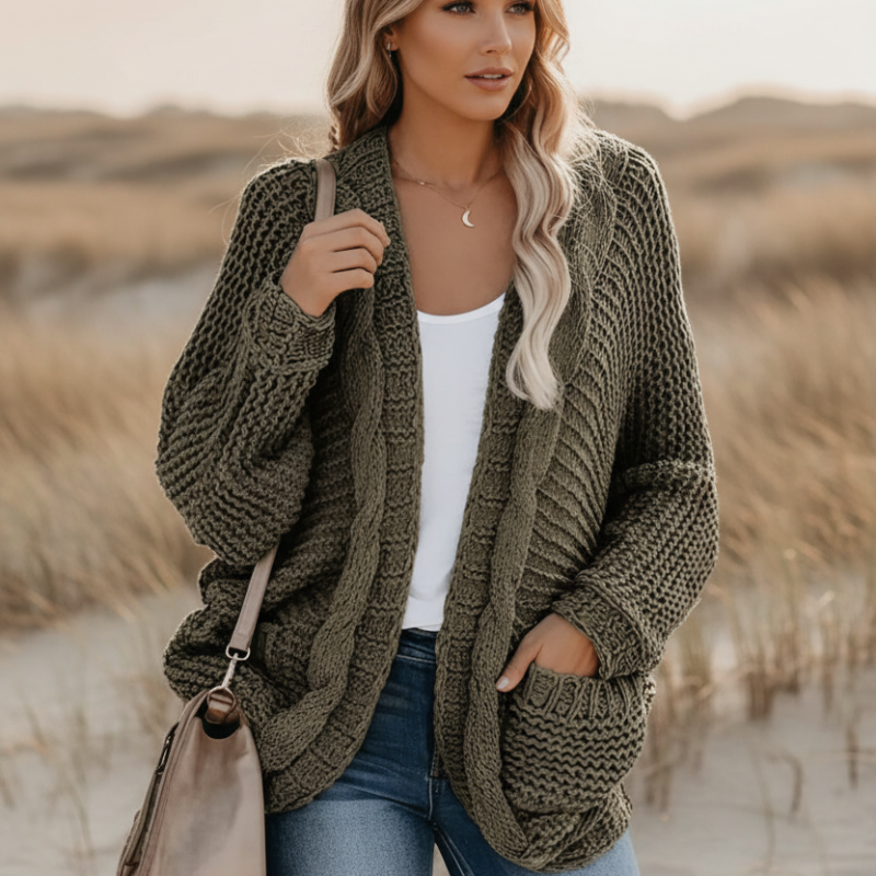 Oversized boho cardigan neutral tones