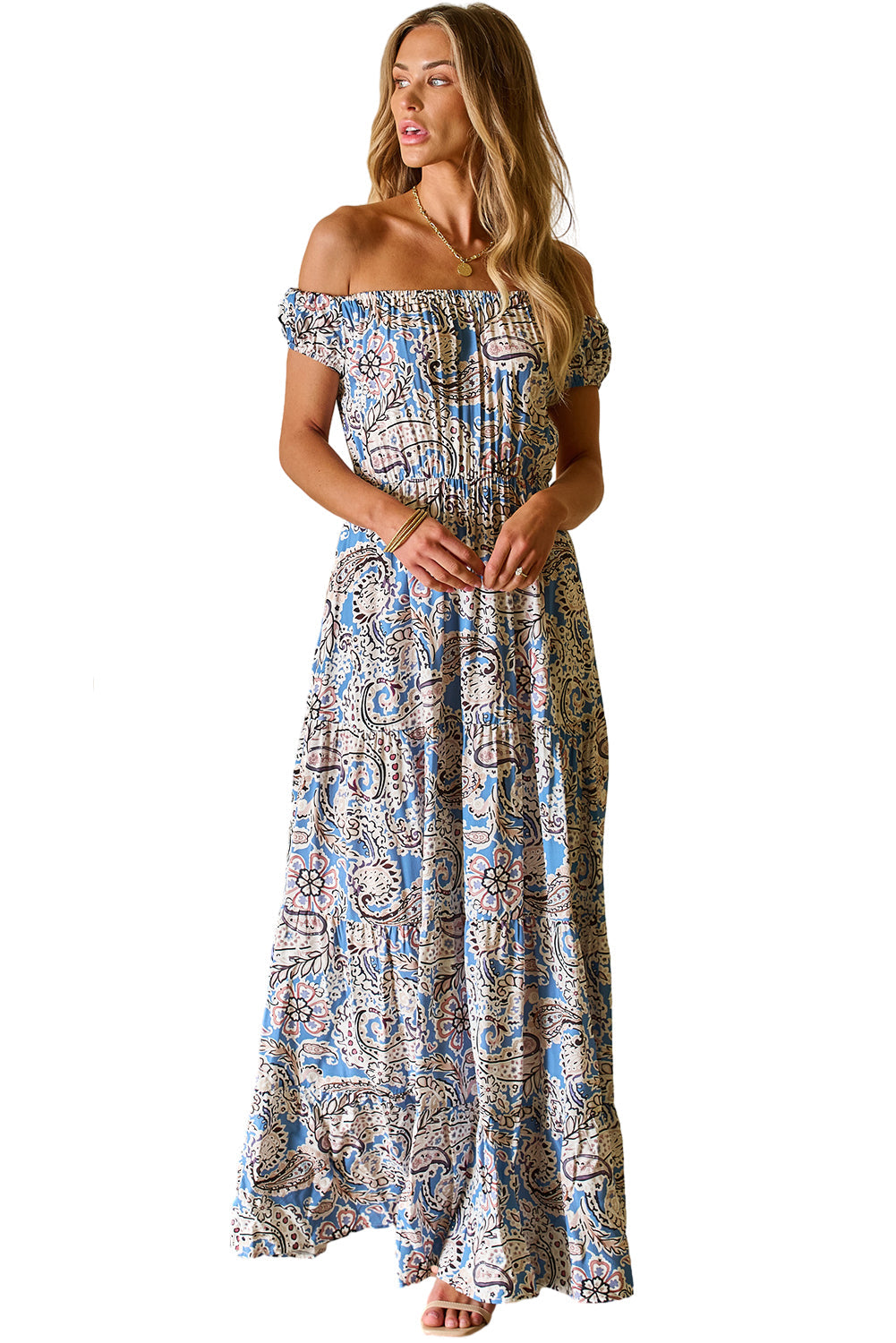 Paisley maxi dress fabric detail