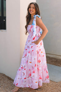 Pink Boho Dress Flowy Fit