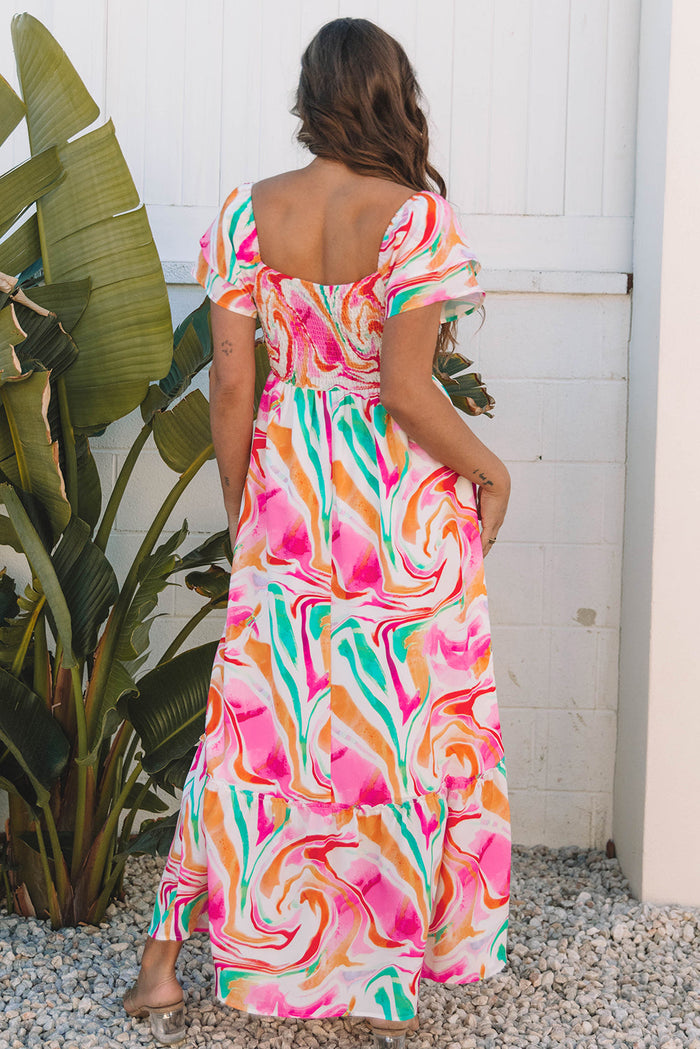 Pink Boho Maxi Dress Detail