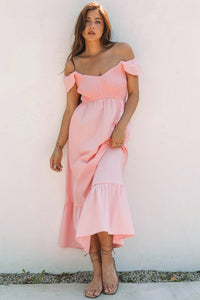 Pink boho maxi dress side