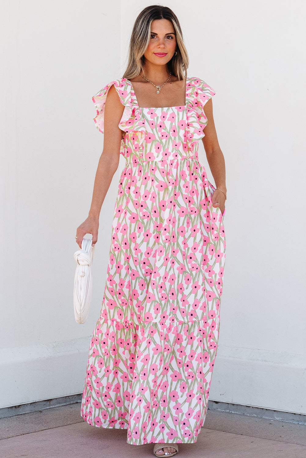 Pink cotton beach maxi dress