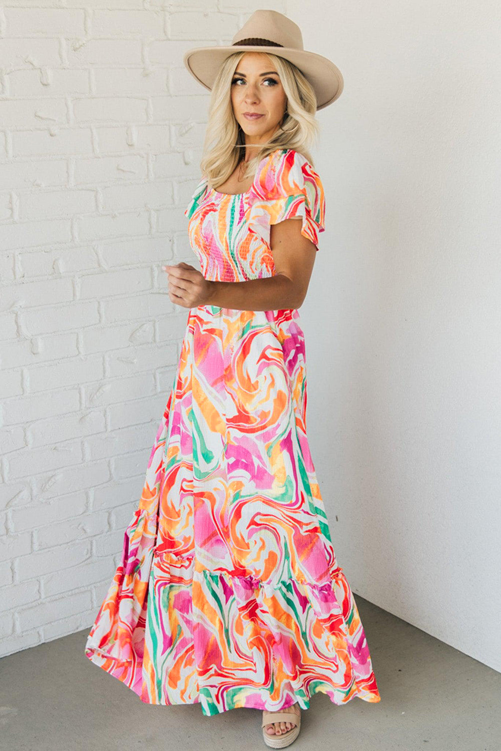 Pink Cotton Maxi Dress Closeup
