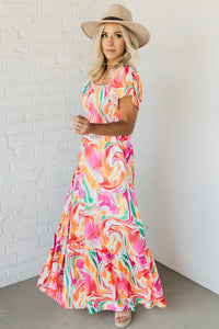 Pink Cotton Maxi Dress Closeup