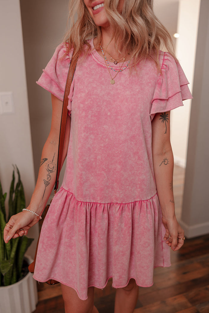 Pink Ruffle Mini Dress