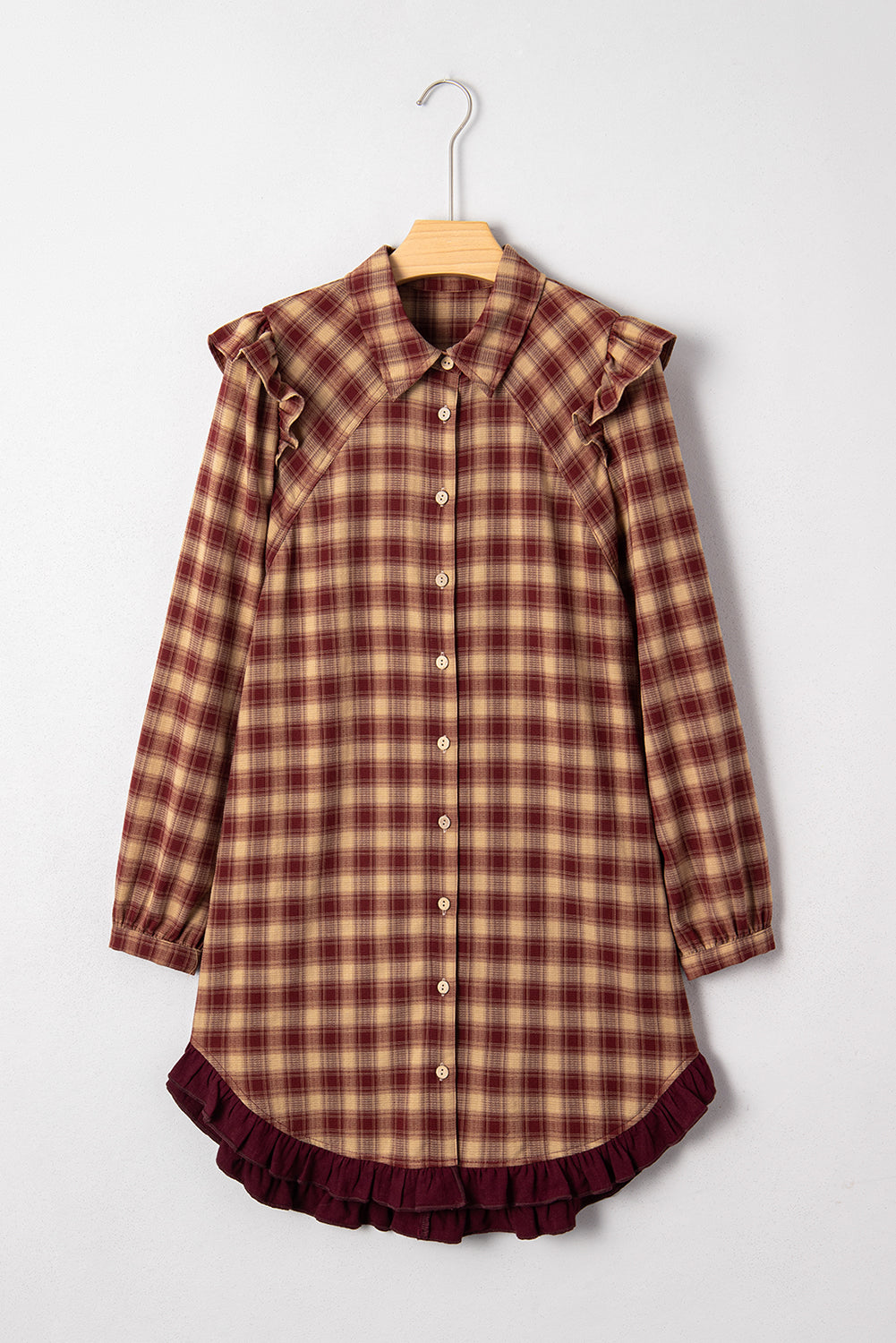 Plaid Red Bohemian Flowy Dress