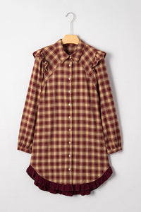 Plaid Red Bohemian Flowy Dress