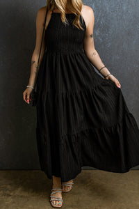 Pleated boho dress flowy fit