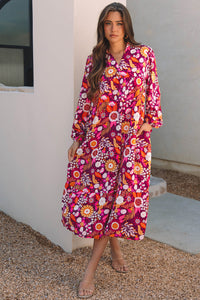 Purple floral bohemian dress detail