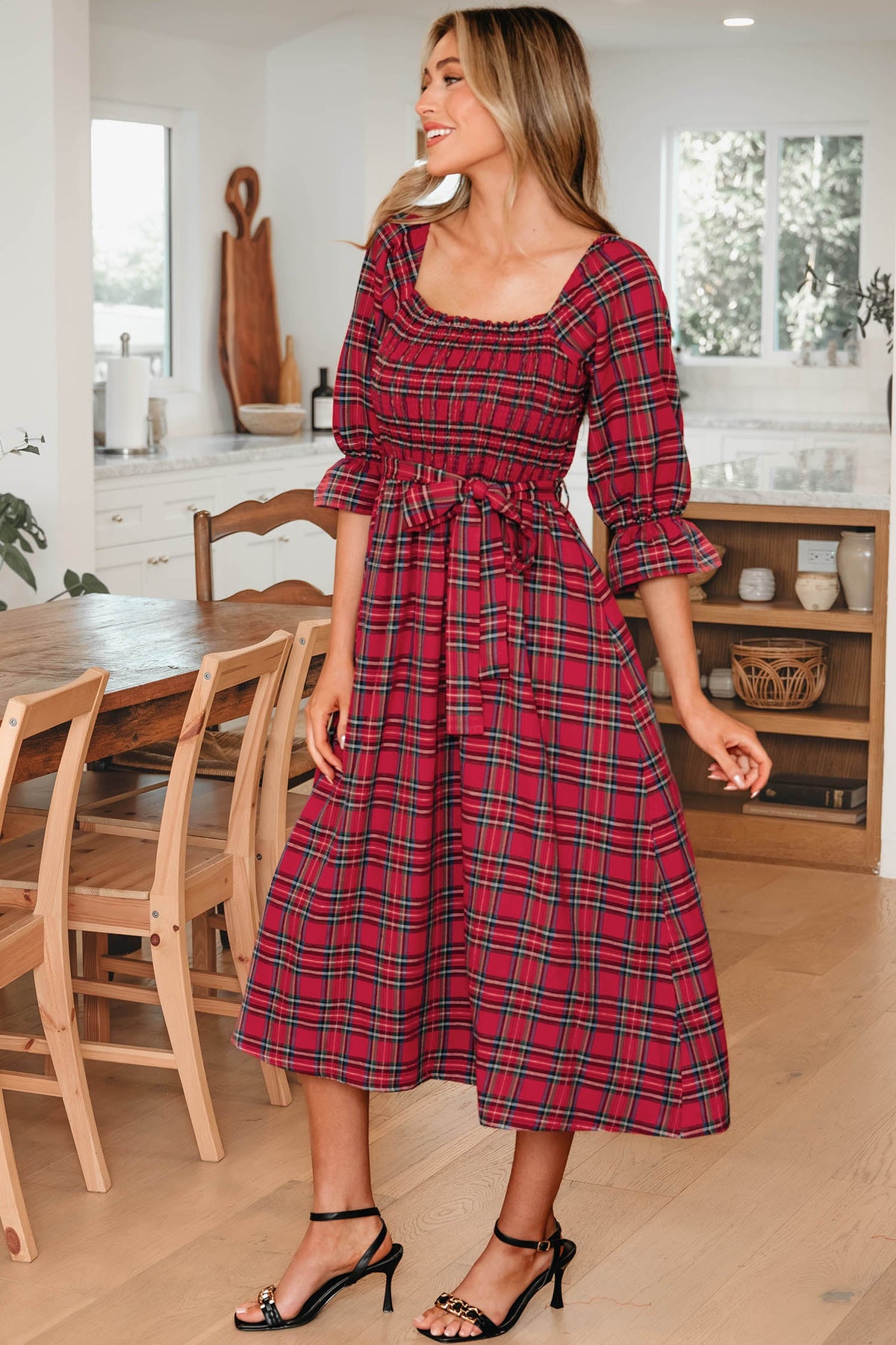 Red Bohemian Midi Dress Detail