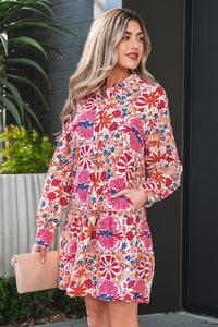 Red Bohemian V-Neck Dress