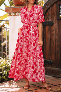 Red Side Slit Maxi Dress