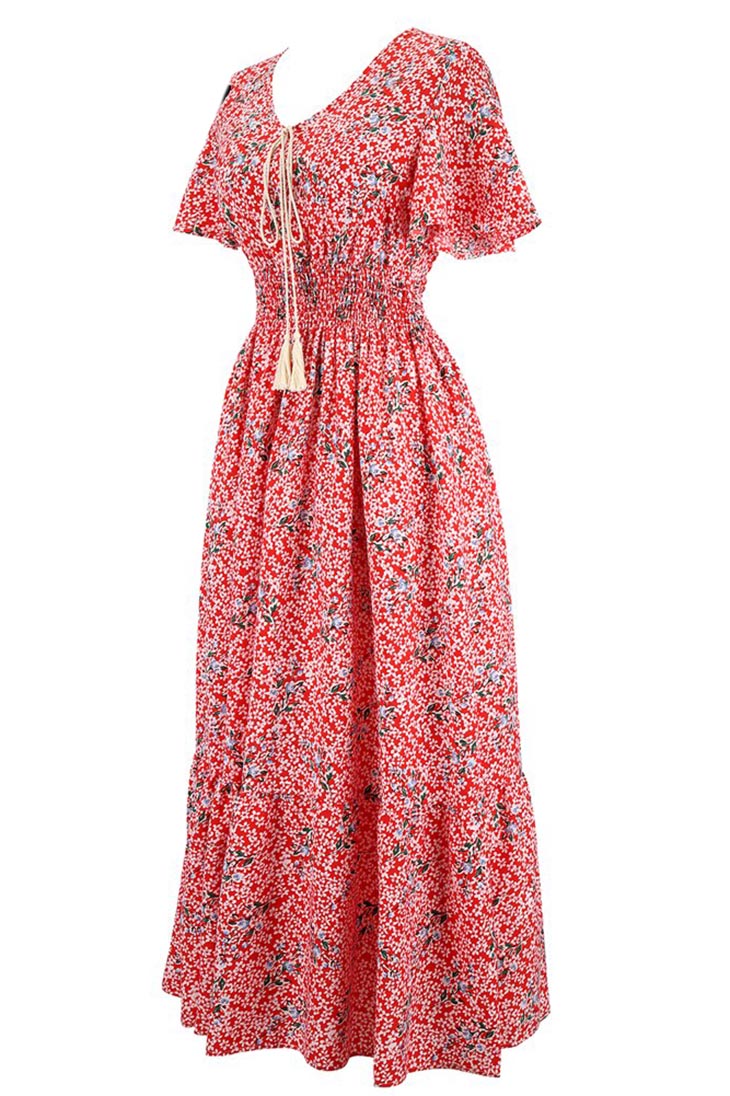  red boho maxi dress