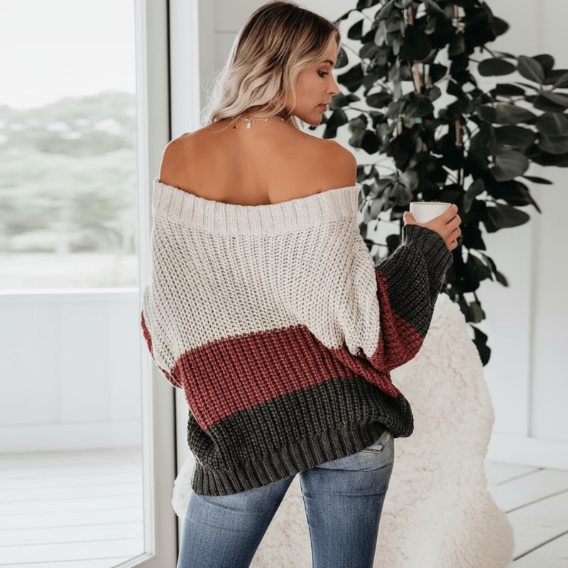 Relaxed fit bohemian knit sweater