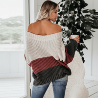 Relaxed fit bohemian knit sweater