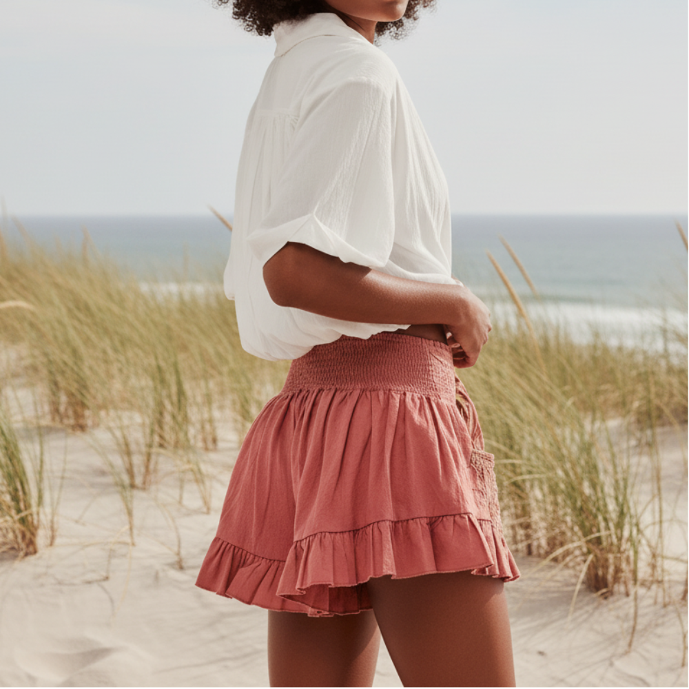 Relaxed fit boho beach shorts