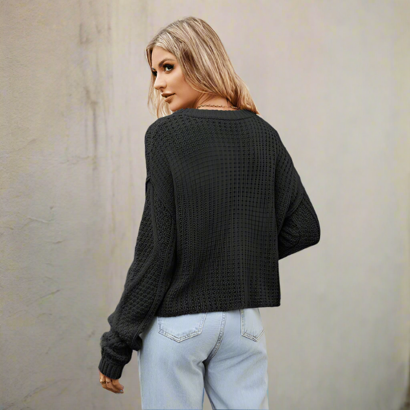 Relaxed fit boho cable sweater