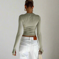 Relaxed fit boho cropped shirt