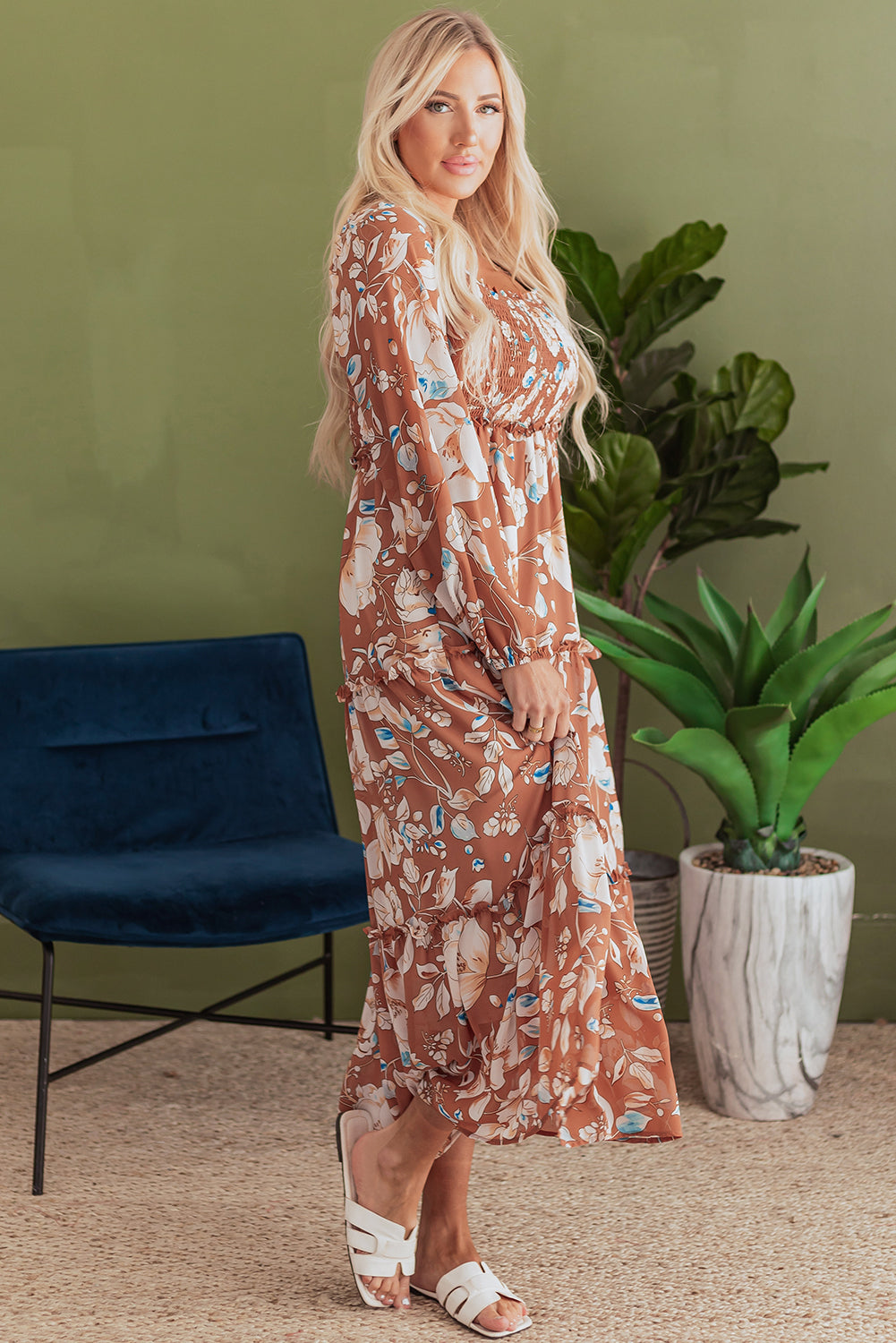 Relaxed fit floral maxi dress