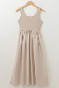 Ribbed sleeveless bohemian long dress